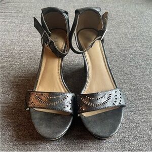 DIBA Pewter Wedge Heels